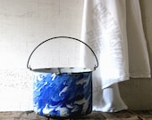 blue and white enameled bucket - modern farmhouse housewares