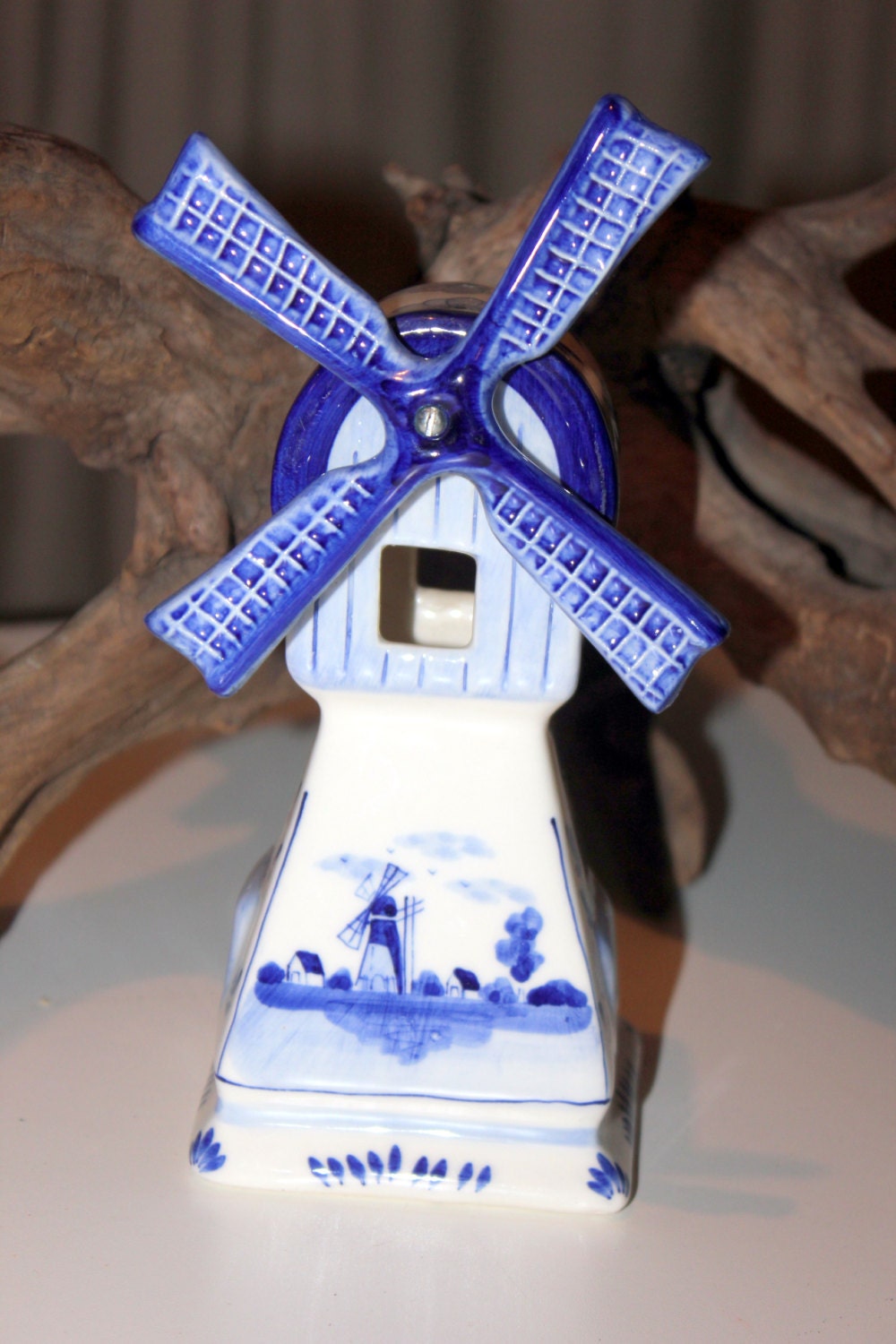 Vintage Handpainted Blue Delft Windmill