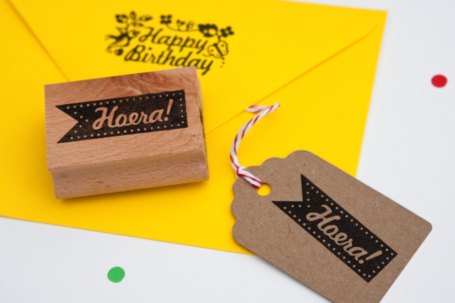 Hoera tag rubber stamp (meaning Hooray/Hurray)