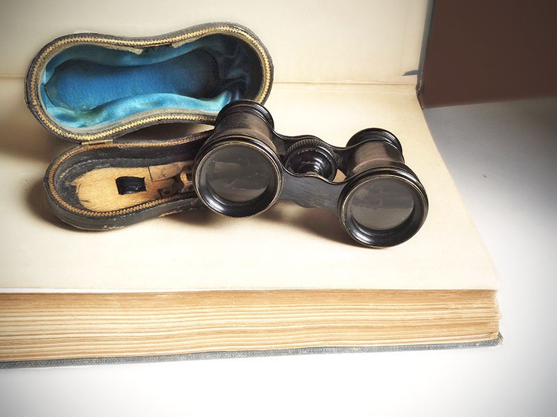 Antique French Opera Glasses Binoculars Lemaire Paris late 19th Century Leather Wrapped with Case