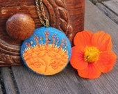 Rising Sun - Needle felt Pendant with Hand Embroidery and Beading