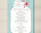 Wedding Program - mason jar - custom and pintable - digital file