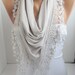 NEW- Beige Jersey Rose Shawl/ Scarf - Headband -Cowl with Lace Edge- DIDUCI