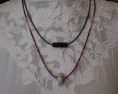 Short Geomertic Necklace- Peacock Colored Seed Bead Necklace with Retangular Woodern Pendant and Indian Brass Nuggets, Modern Tribal, Layer