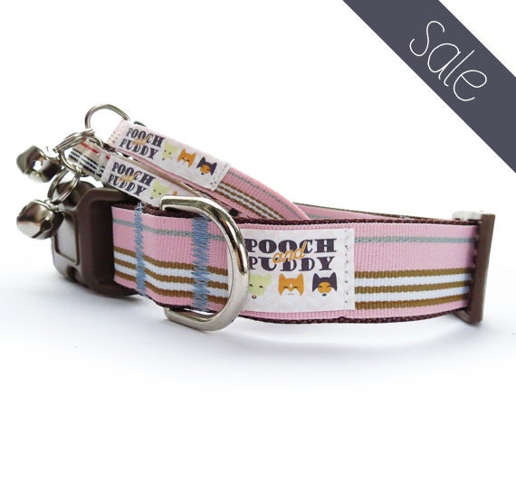 Boulevard Stripe Dog Collar - striped dog collar, designer dog collar, pink dog collar, large dog collar, small dog collar