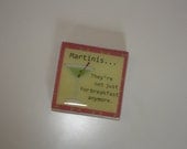 Happy Hour Fun Wood Magnet - 2 inch square with resin