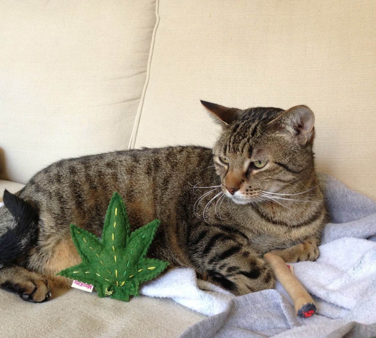 Catnip Marijuana Leaf and Joint Toys Wool Felt