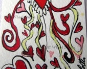 Valentines card Wild Hearts aceo unique art c