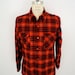 Pendleton Plaid Flannel / red & blue wool shirt / vintage 70s flannel shirt / men's medium