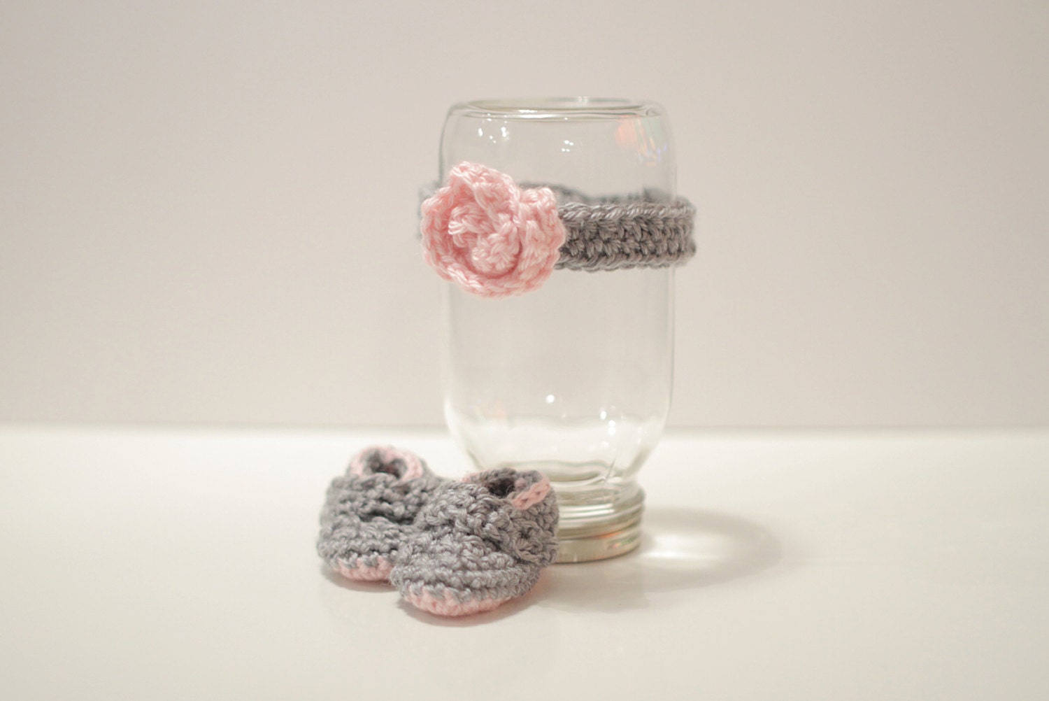 Baby Gift Set - Crochet Booties and Headband - made to order