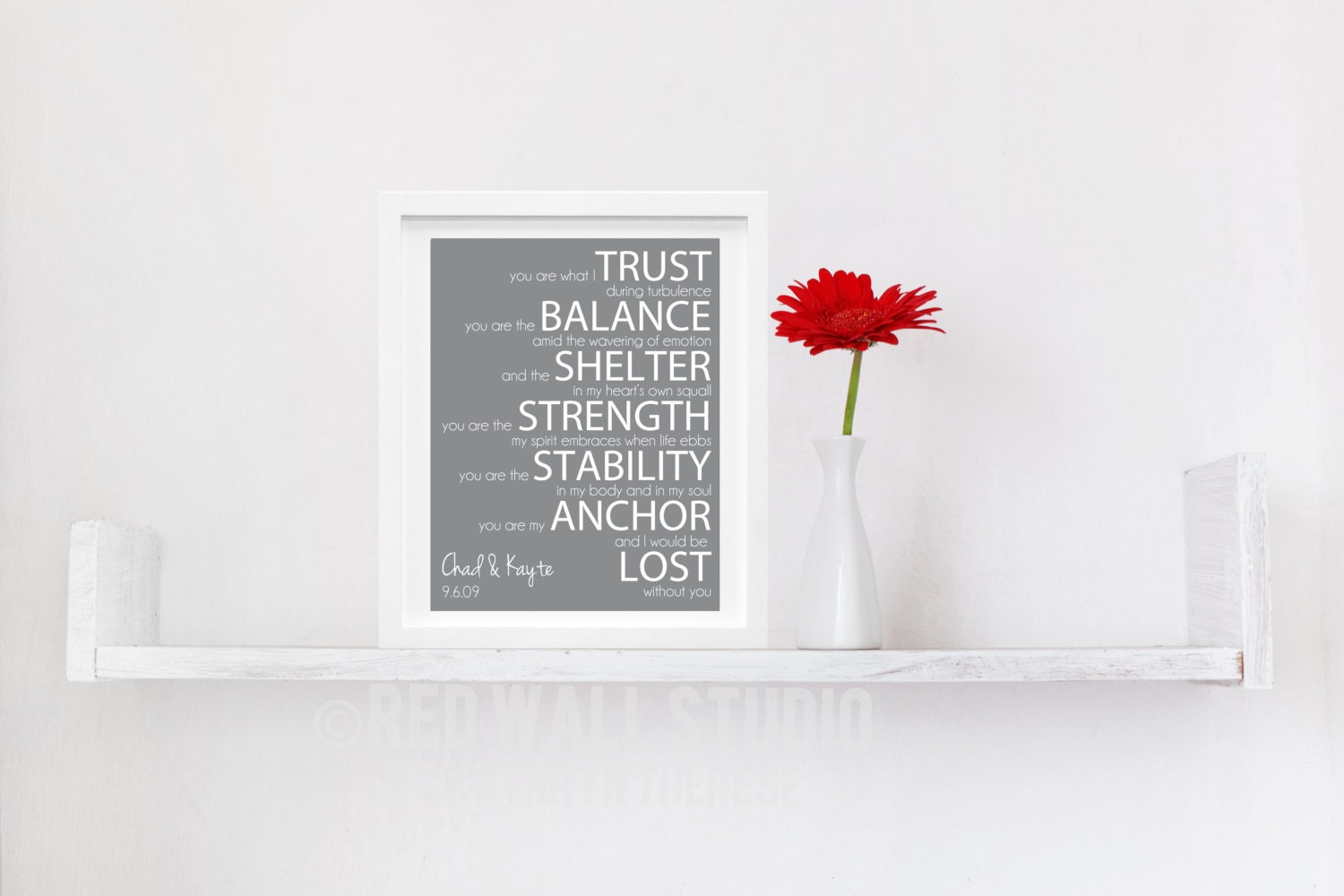 Anniversary Gift for Men - Personalized Anniversary Gift for Him - First Anniversary Gift - Gray, Slate Charcoal Love Poem Art Print