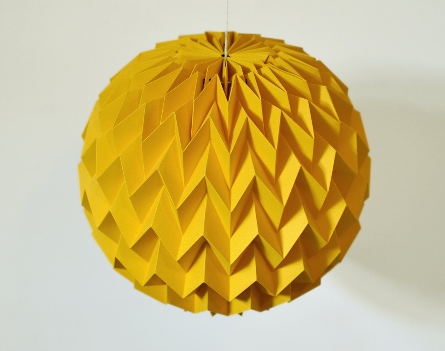 BUBBLE: Hanging Decorative Origami Paper Ball - Mustard Yellow / FiberStore by Fiber Lab