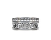 engagement ring set, Filigree ring, white sapphire wedding band, filigree engagement, micro pave, sapphire wedding, sapphire engagement