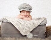 Baby Boy Irish Donegal Cap, 0 to 3 Month Baby Boy Crochet Irish Donegal Baby Hat - 10 Colors Available Tweed Wool Photo Prop Baby Boy Hat