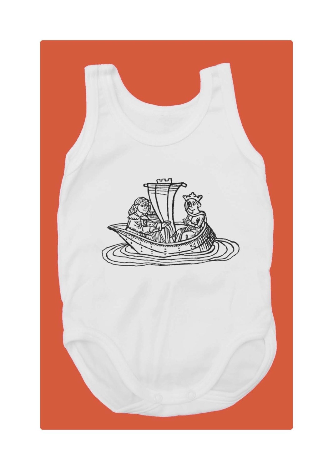 Tristan and Isolde  (100% White cotton baby bodysuit with vintage Tristan and Isolde lovers print)