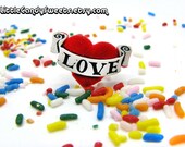 Love Heart tattoo Retro sailor Pinup scroll Fuzzy charm ring