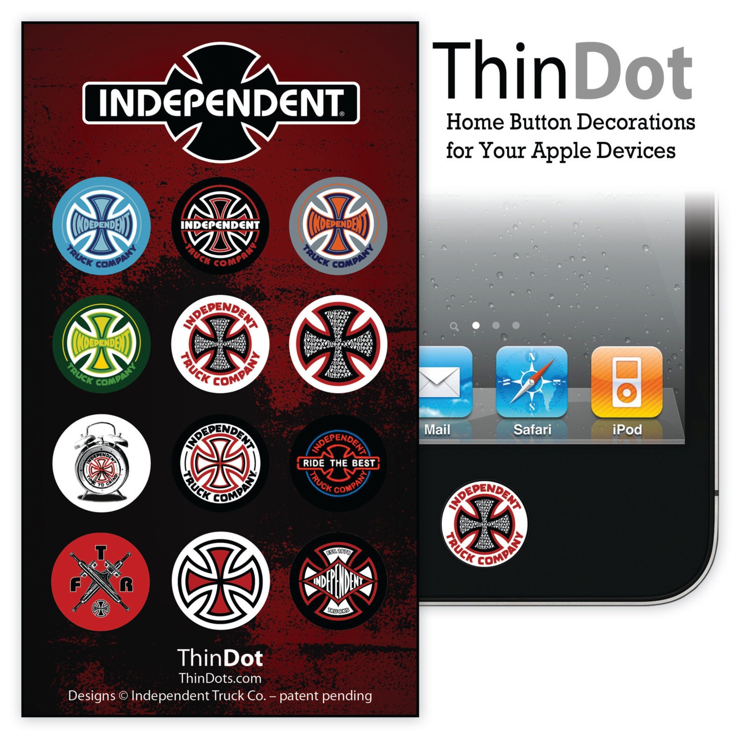 Independent Trucks, Home Button Stickers for iPhone and iPad