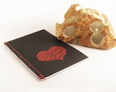 Heart / Embroidered Notebook A5 / Black Red Love Journal