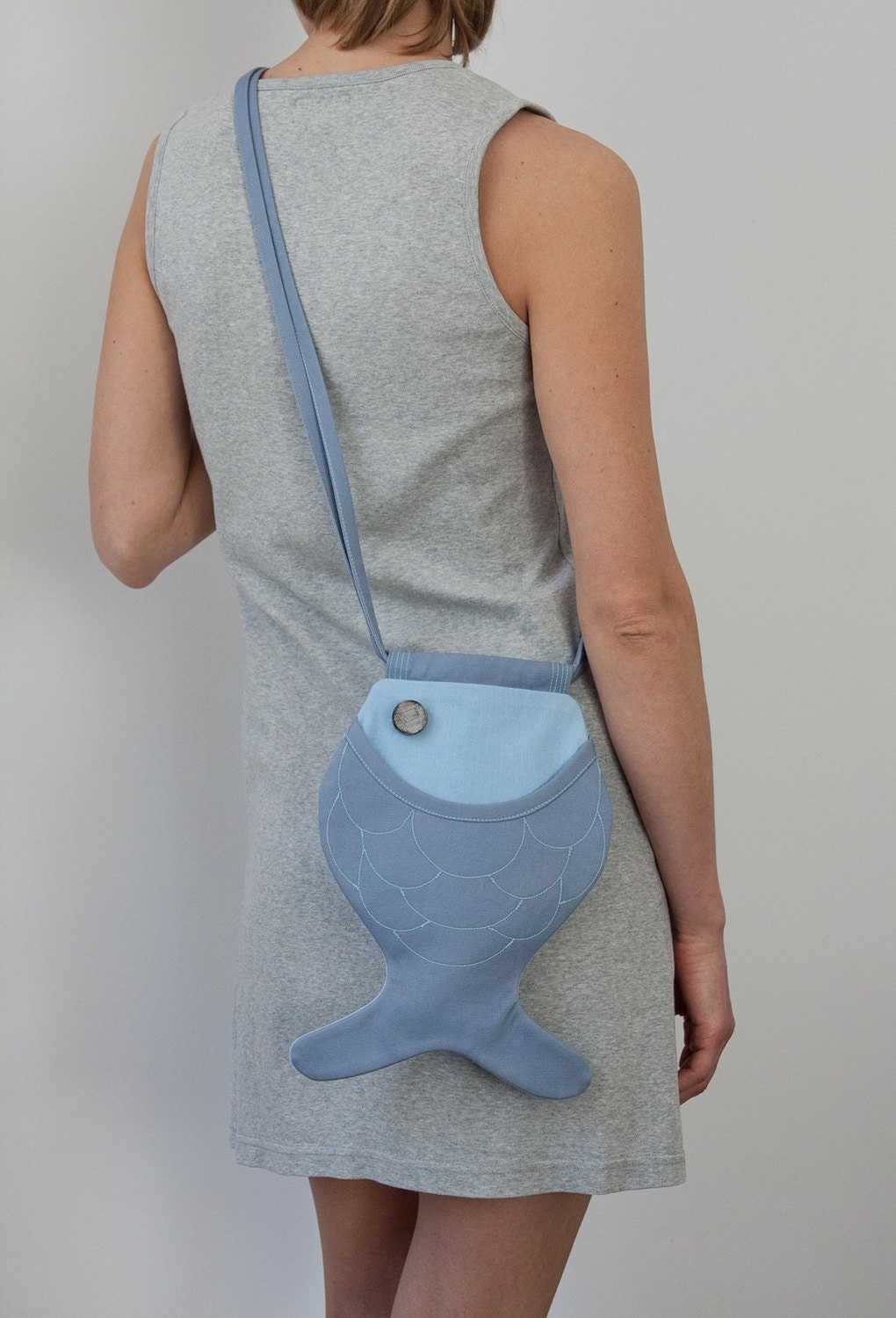 Small Fish Purse Pastel Grey Pastel Blue Summer Bag Beach Ocean Boho Fish Casual Chic Small Bag Summer Fashion
