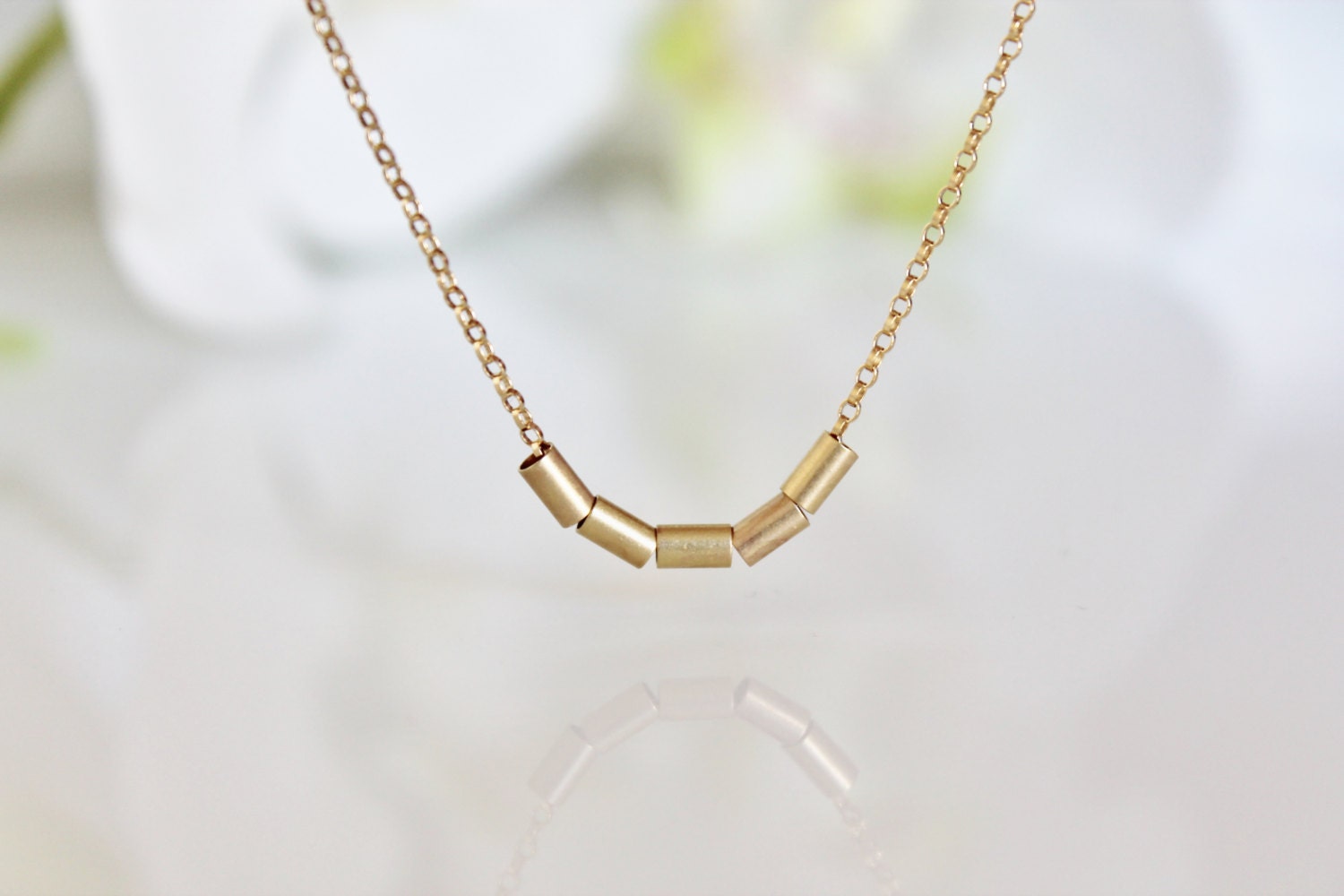 gold necklace,gold chips necklace,simple necklace,everyday necklace,handmade jewelry,tube necklace