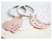 Best Friends Keychain - Bff Keyrings - Copper I Love You to the Moon & Back