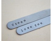 Custom Collar Stays - Groom - Wedding Gift - Love You - Hand Stamped Personalized - Stainless Steel