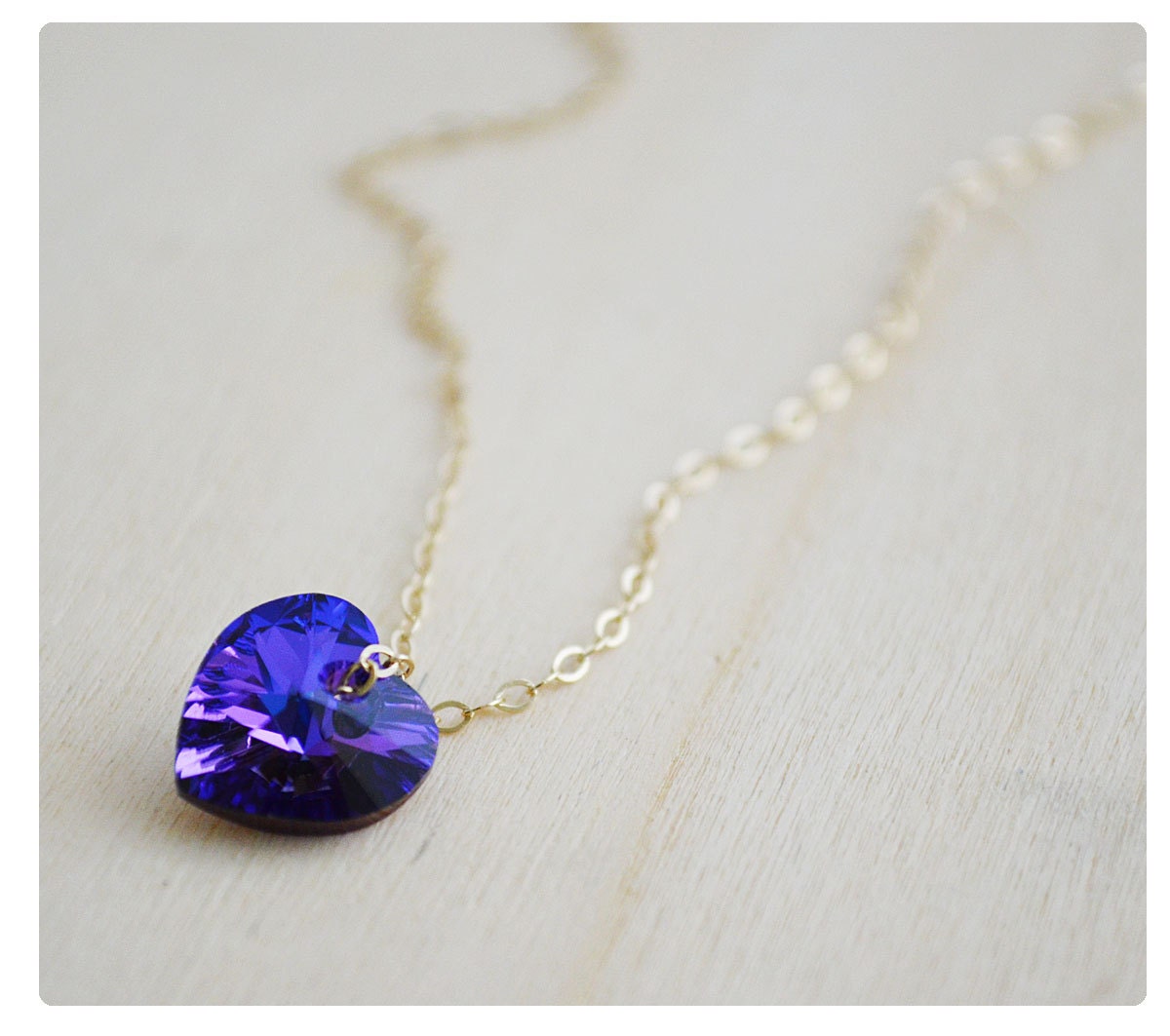 Teacher Gift - Deep Purple Swarovski Tiny Heart Necklace - Heart Jewelry - Mommy Jewelry