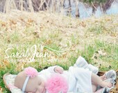 Baby Girl Coming Home Outfit White with Pink Chiffon Flower