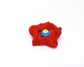 Red Flower Brooch Handmade OOAK women jewelry Original art pin Fashion accessory Gift under 15 for her