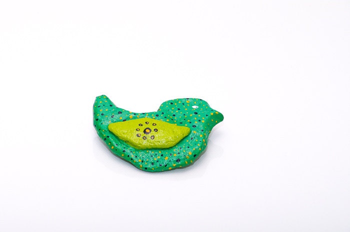 BROOCH Green Bird / Handmade original pin Animal Summer jewelry Fashion accessory / Make to order