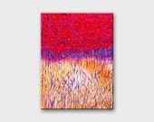 PAINTING Modern Abstract Textured red yellow original art on canvas. Home decor flowers fine art Minimalist Floral painting 16x12