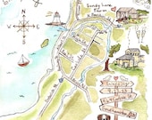 8x10-Custom Wedding Map-Hand Drawn Original Artwork JLH Art Studio