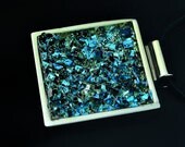 The Caribbean - Pendant, Iridescent Bismuth Metal Crystal and Pewter Pendant on a Leather Necklace, Fractal, Jewelry