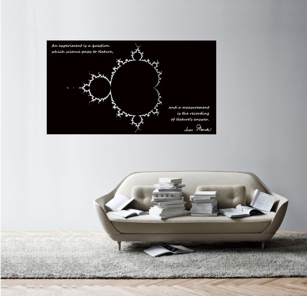 Science art physics Max Plank's inspiring quote with Mandelbrot fractal XL vinyl wall decal