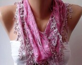 Pink scarf Lace scarf Elegant scarf