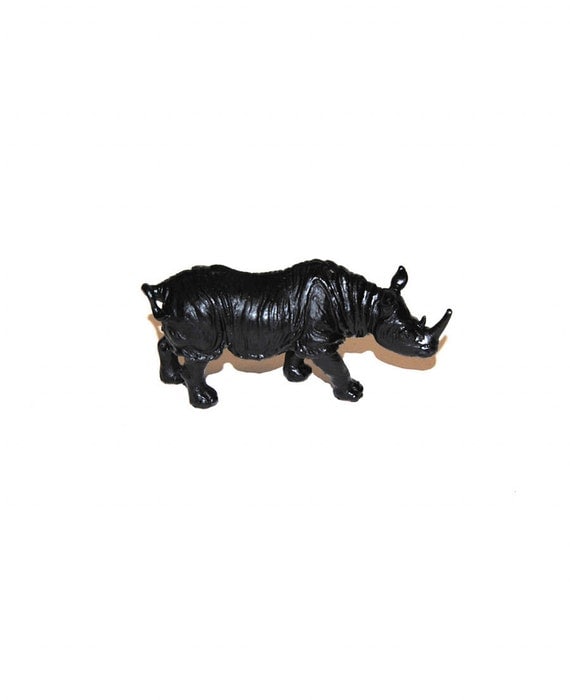 The Scotch - Black Table Top Rhino Decoration - Animal Statue - Faux Taxidermy