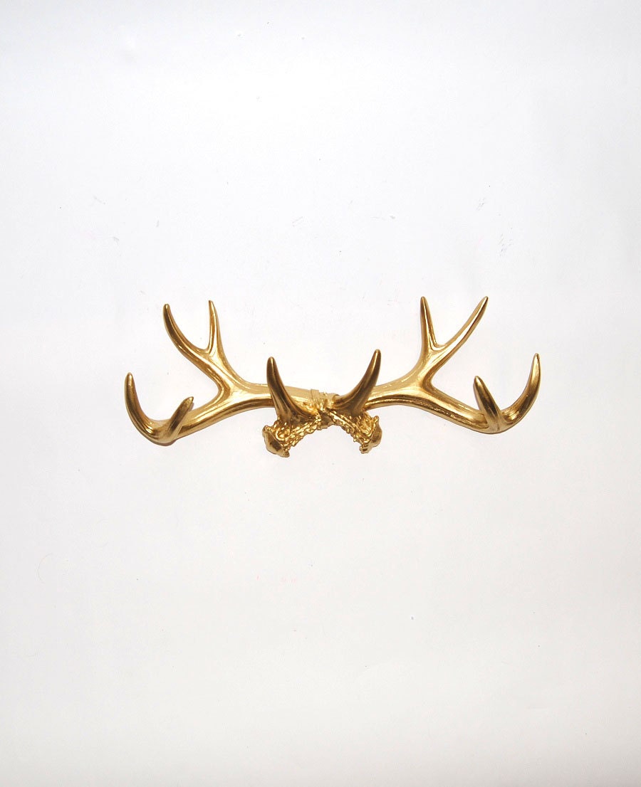 Gold Faux Antler Mount - Antler Wall Rack - Antler Wall Hook - Resin Antler Wall Decor