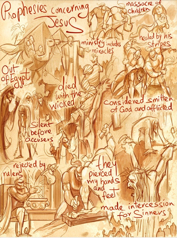 Prophecies Jesus Fulfilled - Original Art Print - Biblical - water color - 5 x 7 - Archival paper - great for gifting or personal collection