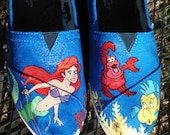 Custom Painted Shoes Little Mermaid Flounder Sebastian Ariel TOMS VANS