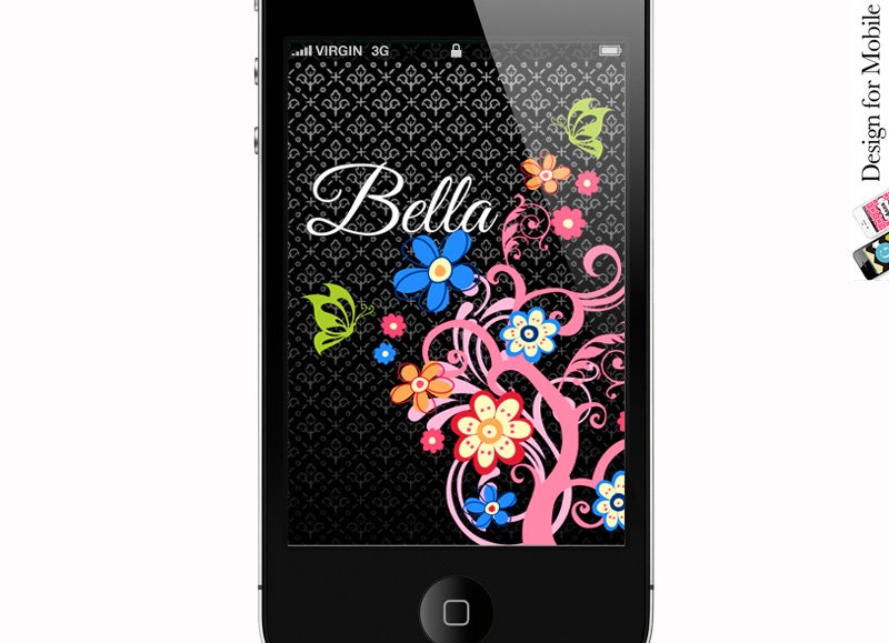 Custom iPhone Wallpaper - Floral Spring Wallpaper on black background - Cute iPhone 4 and iPhone 5 Wallpapers