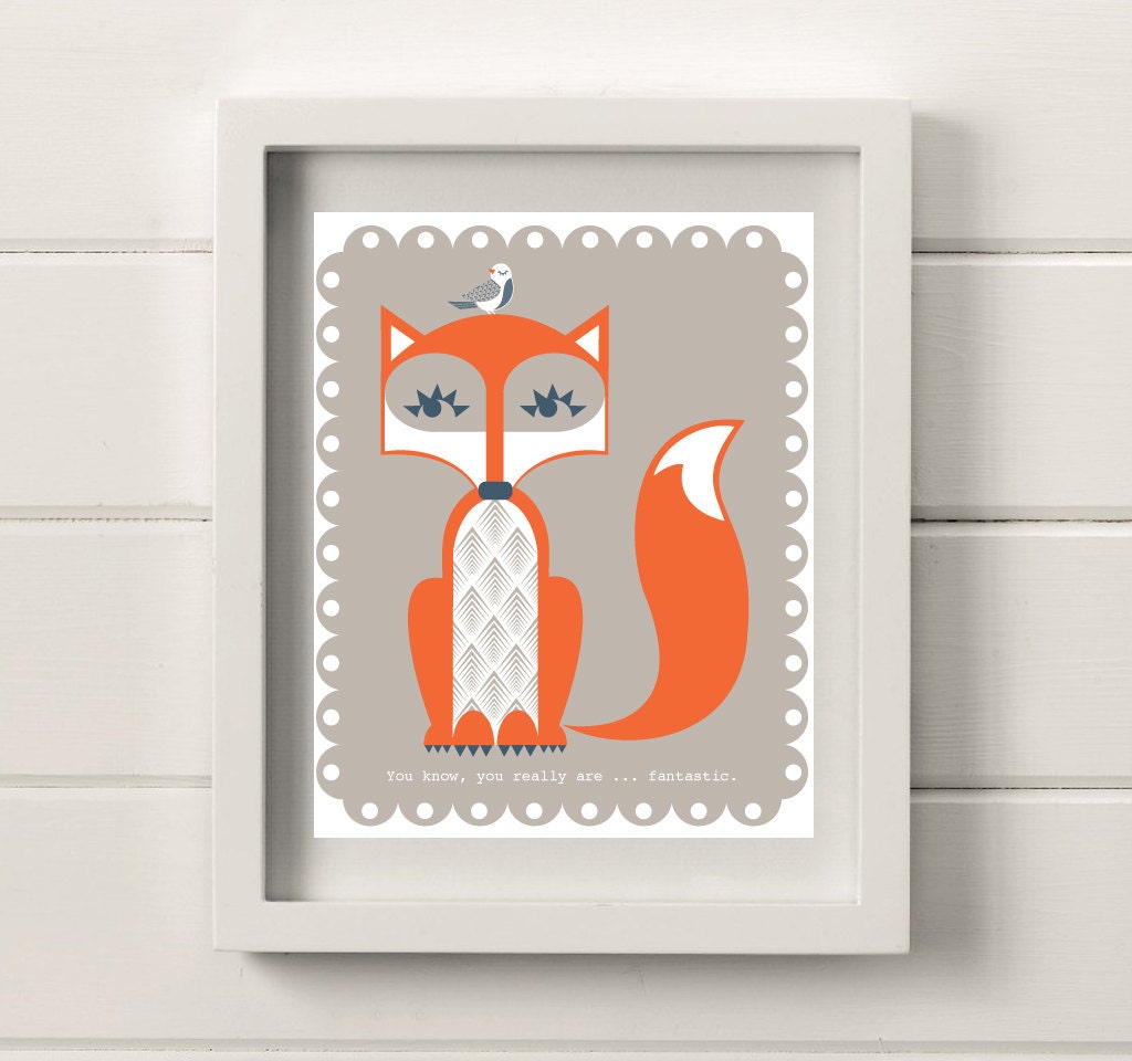 Fantastic Mr Fox Illustration, 8x10 Poster Print