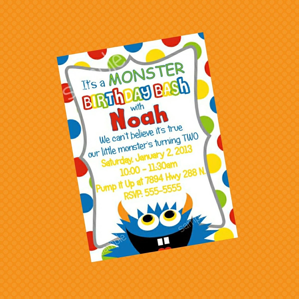 MONSTER Printable Birthday Invitations- PERSONALIZED -