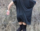 Handmade Black Plus size oversized Maxi Large Elastic Thin,Soft Cotton Spring Summer  sundress/tunic/dress/top