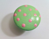 Mint Green and Petal Pink Polka Dot Drawer Knob for your Dresser