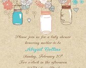 PRINTABLE Rustic Vintage Elegant Modern Kraft Floral Mason Jars Bridal Wedding Baby Shower Gender Reveal Neutral Blue Pink