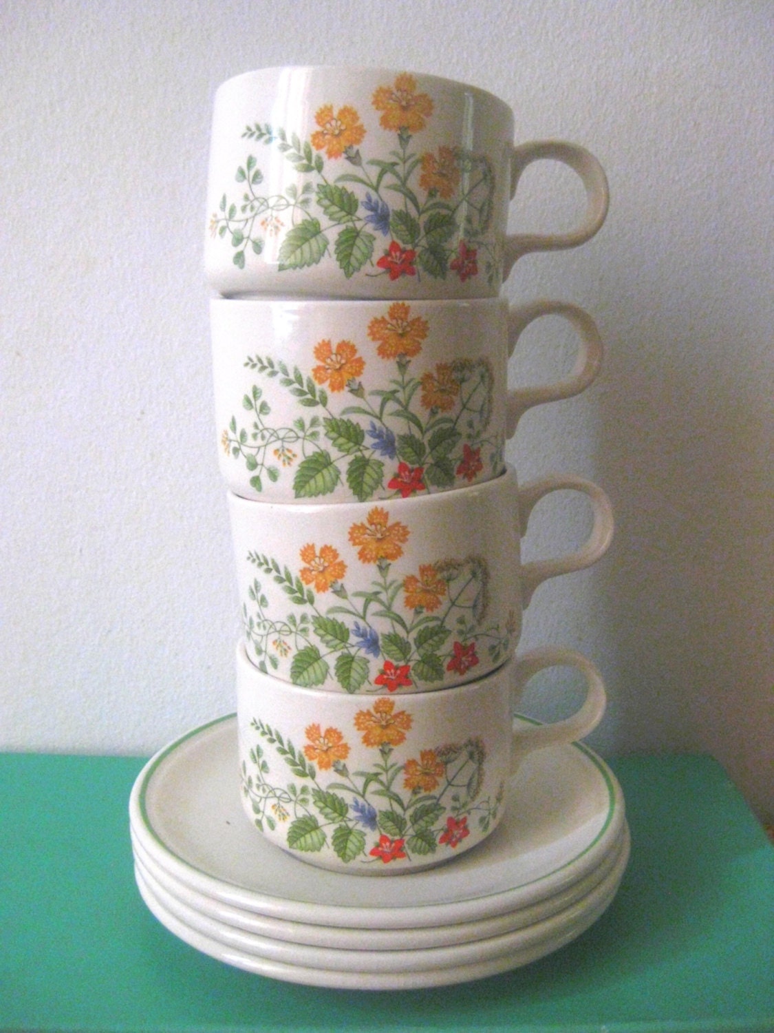 Vintage English Teacups Baratts of Staffordshire, teacup and saucer, English tea set, spring finds, porcelain cup, Made in England