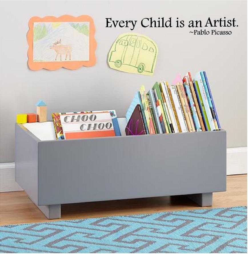 Every Child is an Artist -Pablo Picasso Vinyl Wall Art-4h x 30w-Vinyl Lettering Decal-Wall Words Decal--Boys Nursery Girls Room Decal