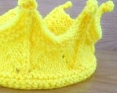 Baby HAND KNITTED bright yellow crown - 12-24 months - Many colours available