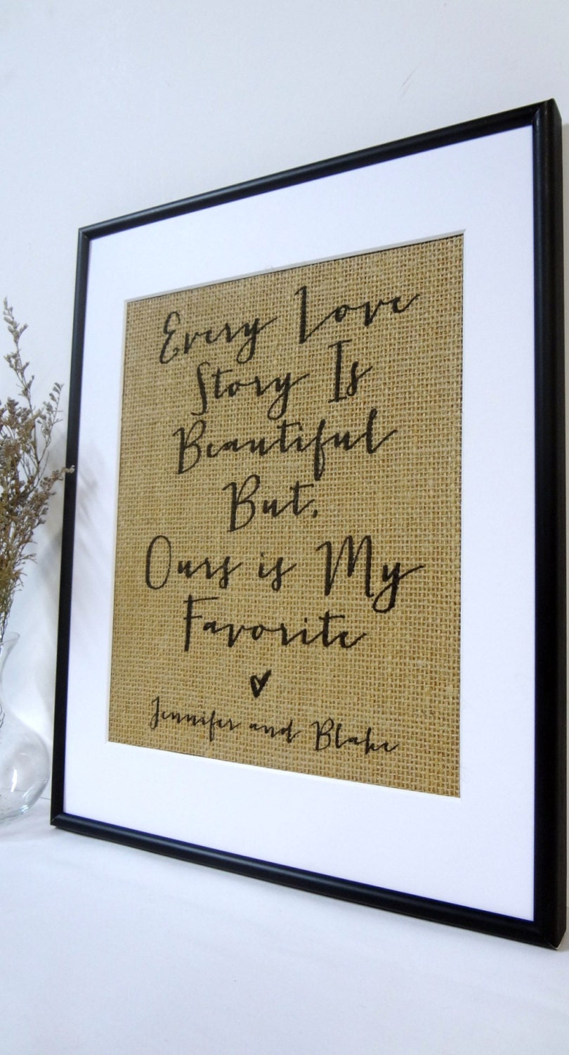 Personalized Burlap Wedding Gift, Engagement Gift, Anniversary Gift Burlap Monogram