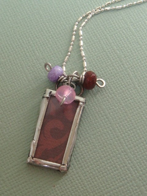 Soldered Charm And Gemstone Necklace Silver Plated Ball And Tube Chain